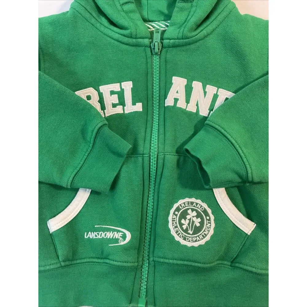 Baby Lansdowne IRELAND Rugby Hooded Full Zip Infant Sweatshirt Hoodie 0-6 Months